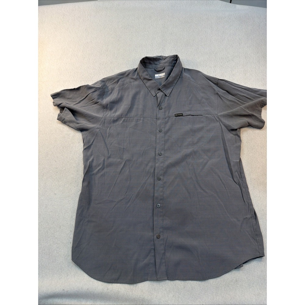 Columbia Shirt Mens XL Hiking Gray Short Sleeve Button Up Collar Casual‎ Fishing